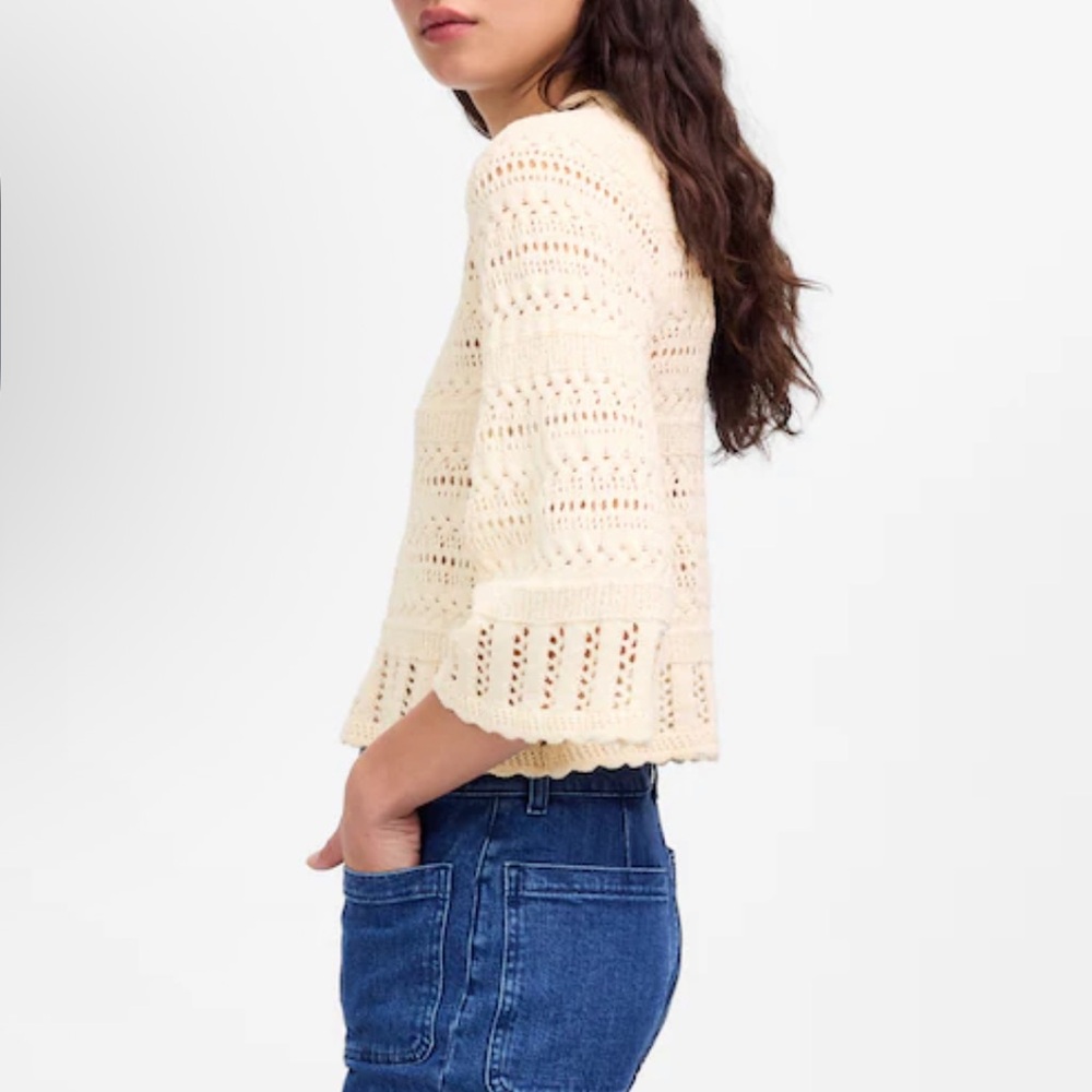 NWT Madewell Scalloped-Trim Sweater Tee